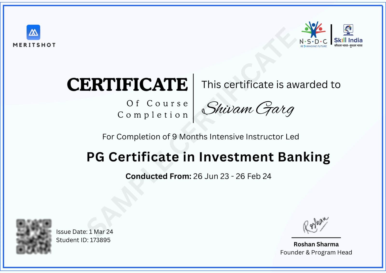 Meritshot Post Graduate Certificate